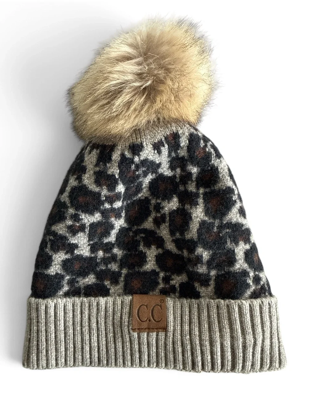 C.C Kids Leopard Pom Beanie | Girls Beanie | Girls Winter Hat